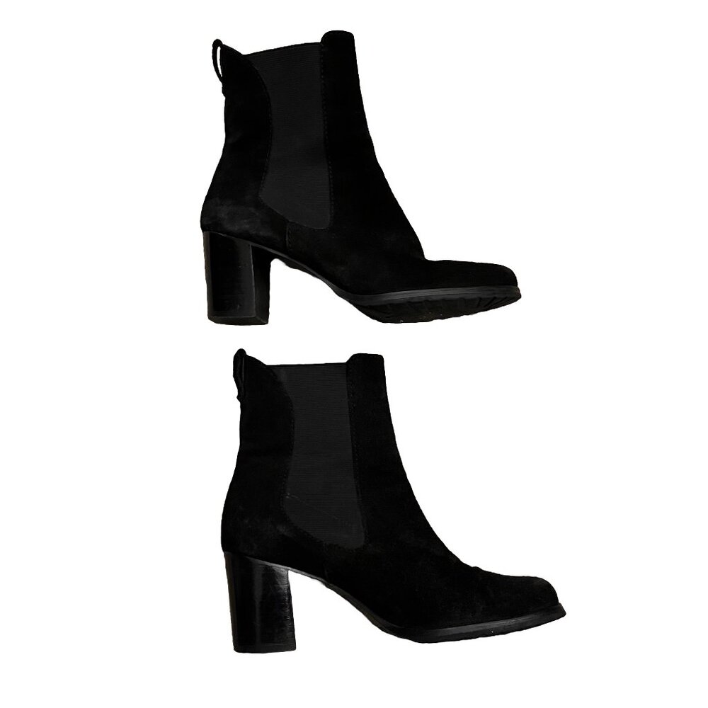 Cole Haan Chelsea Womens Sz 8 B US Black Suede Heeled Ankle Boots